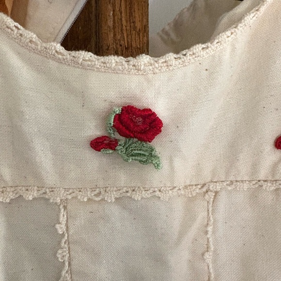 Cream Maxi Dress with Red Rose Embroidery - Picture 2 of 9